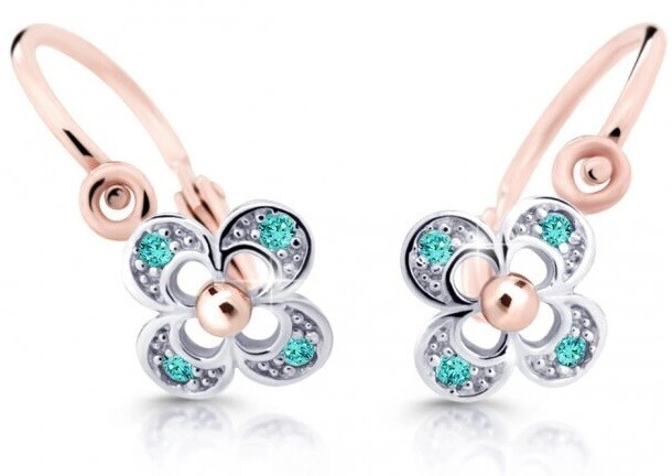 Cutie Jewellery Dětské náušnice z růžového zlata C2200-10-X-4 světle zelená