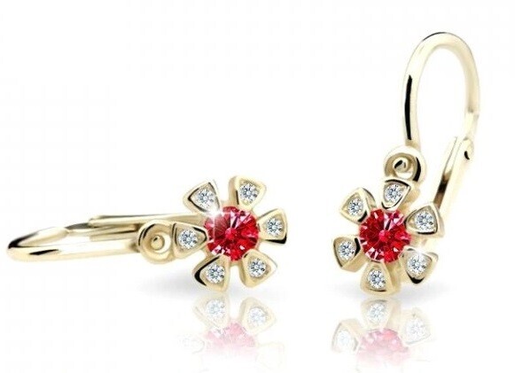Cutie Jewellery Zlaté dětské náušnice C2156-10-X-1 červená