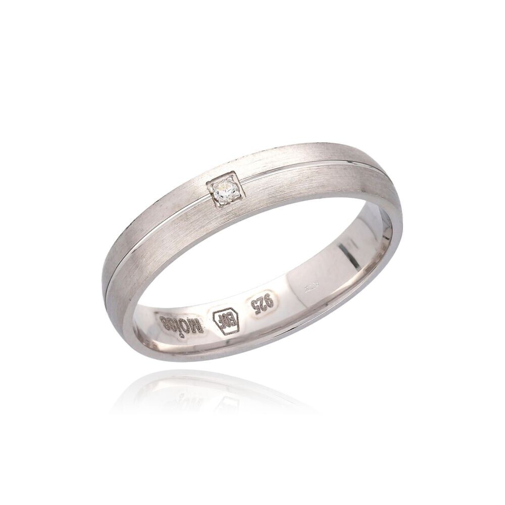 MOISS Elegantní stříbrný prsten s čirým zirkonem RL000130-P 50 mm