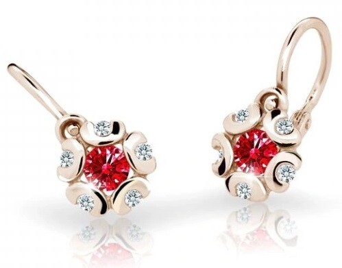 Cutie Jewellery Dětské náušnice z růžového zlata C2178-10-X-4 červená
