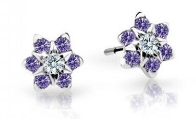 Cutie Jewellery Půvabné dětské náušnice z bílého zlata C2152-30-X-2 fialová