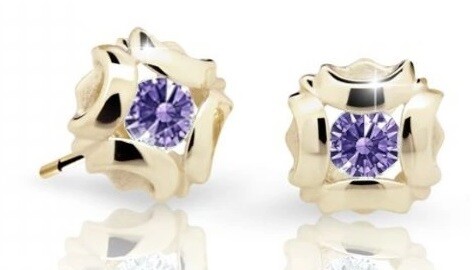 Cutie Jewellery Slušivé dětské náušnice ze žlutého zlata C2216-30-X-1 fialová