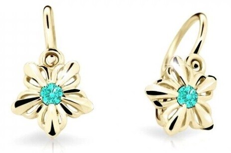 Cutie Jewellery Dětské kytičkové náušnice ze žlutého zlata C2238-10-X-1 světle zelená