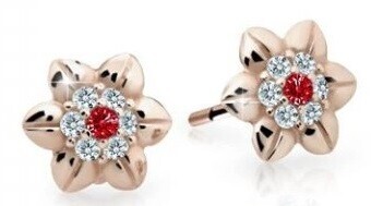 Cutie Jewellery Krásné dětské náušnice z růžového zlata C2202-30-X-4 červená