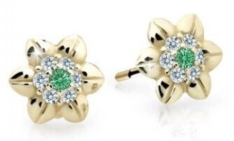 Cutie Jewellery Krásné dětské náušnice ze žlutého zlata C2202-30-X-1 zelená