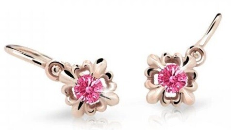 Cutie Jewellery Roztomilé dětské náušnice z růžového zlata C2212-10-X-4 fuchsiová