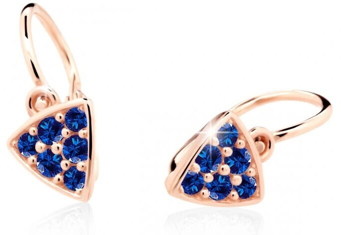 Cutie Jewellery Třpytivé dětské náušnice z růžového zlata C2207-10-X-4 modrá