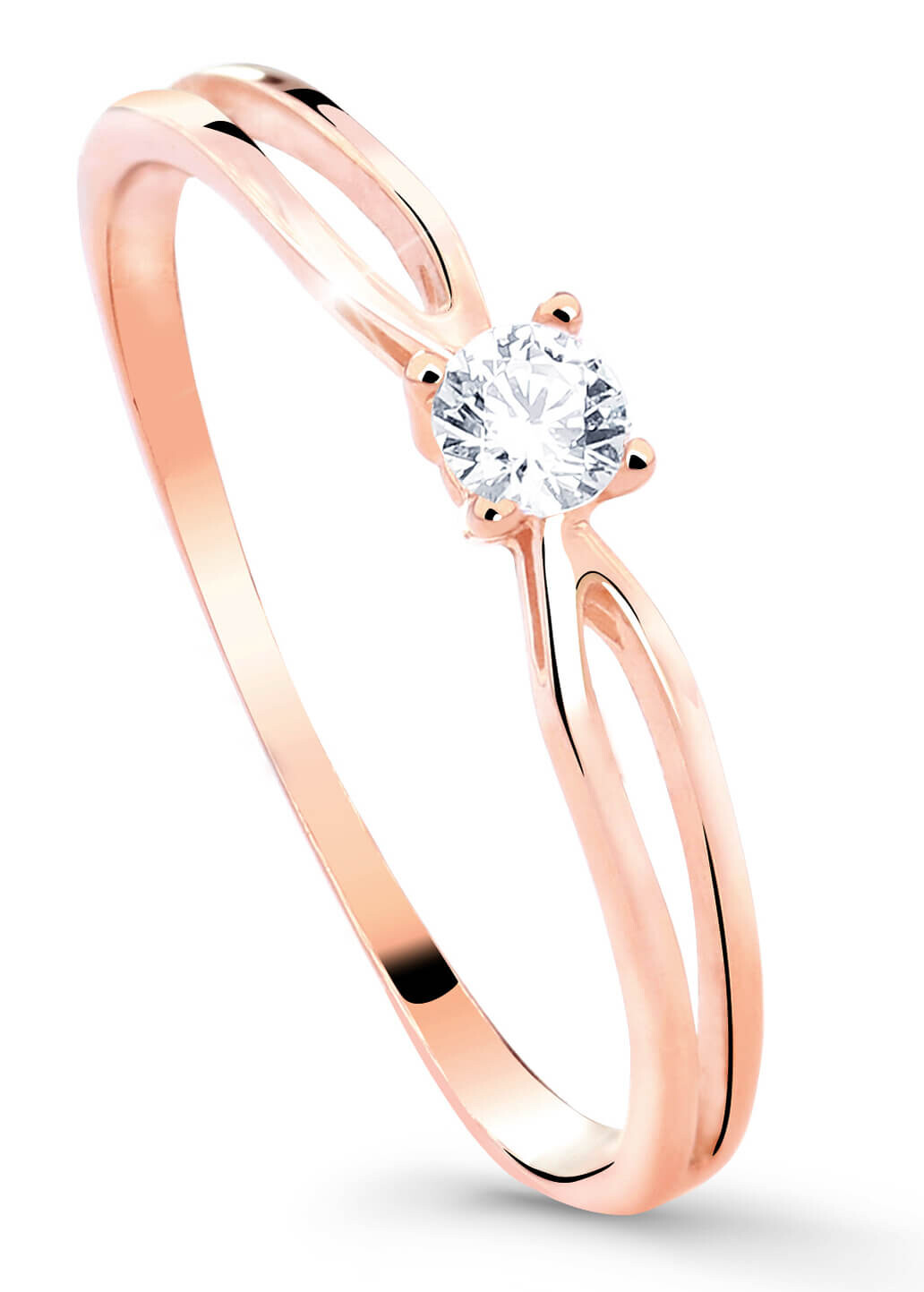 Cutie Jewellery Něžný třpytivý prsten z růžového zlata Z8027-10-X-4 60 mm