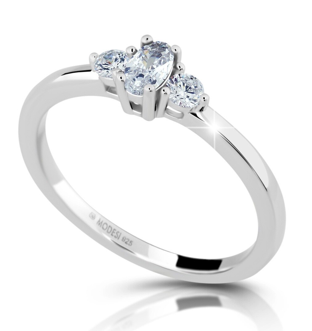 Modesi Elegantní stříbrný prsten s čirými zirkony M01412 55 mm