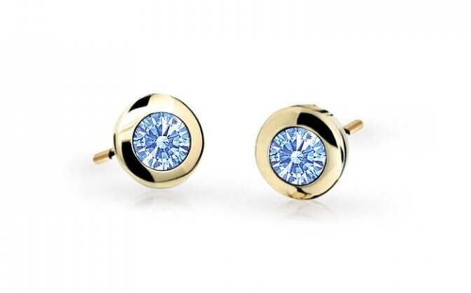 Cutie Jewellery Zlaté dětské náušnice C1537-30-X-1 světle modrá