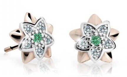 Cutie Jewellery Dětské bicolor náušnice z růžového zlata C2210-30-X-4 zelená