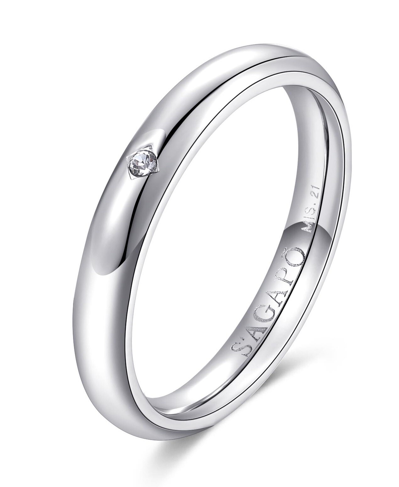 S'Agapõ Pánský snubní prsten s krystalem For Love SFV40 59 mm