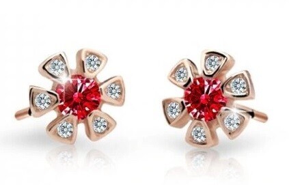 Cutie Jewellery Dětské náušnice z růžového zlata C2156-30-X-4 červená