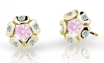 Cutie Jewellery Zlaté dětské náušnice C2178-30-X-1 růžová
