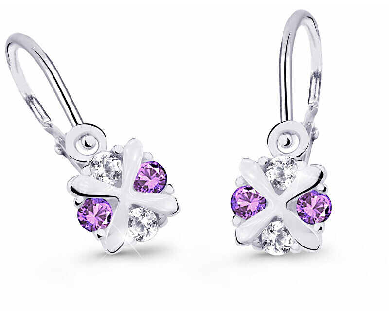Cutie Jewellery Něžné dětské náušnice z bílého zlata C2753-10-X-2 fialová