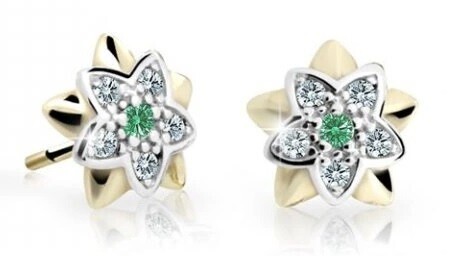 Cutie Jewellery Dětské bicolor náušnice ze žlutého zlata C2210-30-X-1 zelená