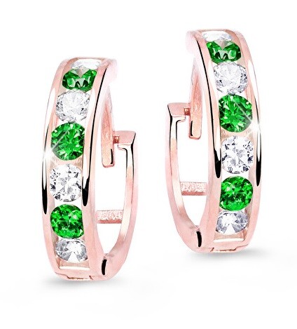 Cutie Jewellery Slušivé dětské náušnice z růžového zlata C3345-80-X-4 zelená