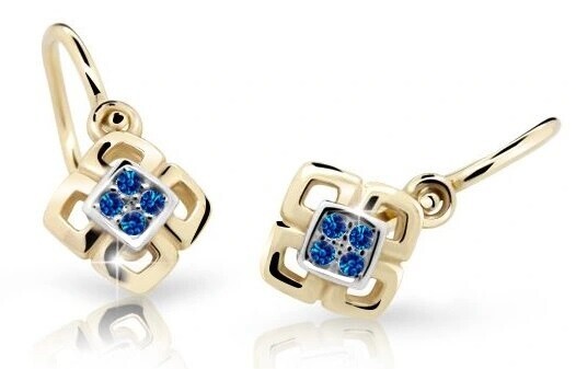 Cutie Jewellery Dětské bicolor náušnice ze žlutého zlata C2240-10-X-1 modrá
