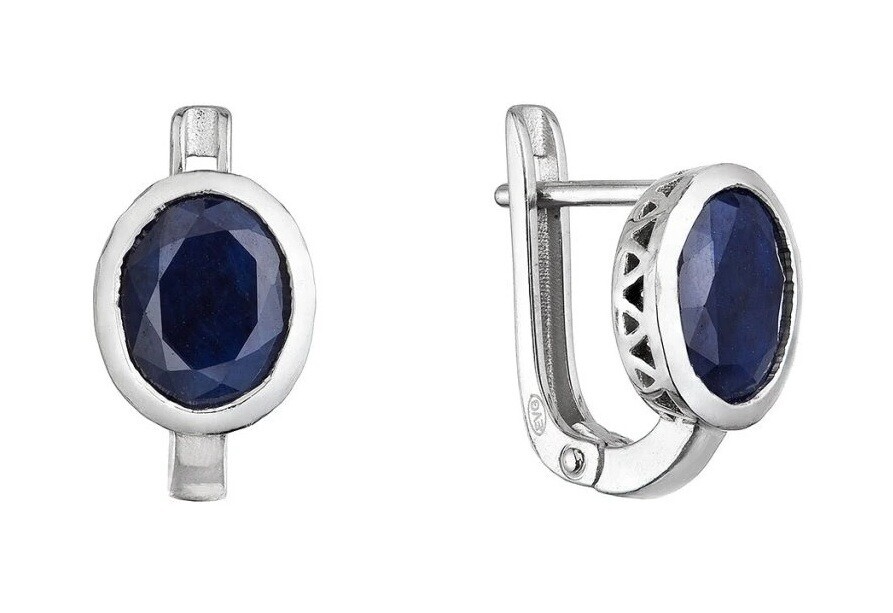 Evolution Group - Pavona Stříbrné náušnice s pravým safírem 11493.3 dark sapphire