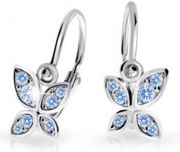 Cutie Jewellery Dětské náušnice z bílého zlata Motýlci C2259-10-X-2 světle modrá