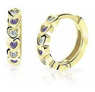 Cutie Jewellery Dětské kruhové náušnice ze žlutého zlata C3339-80-X-1 fialová