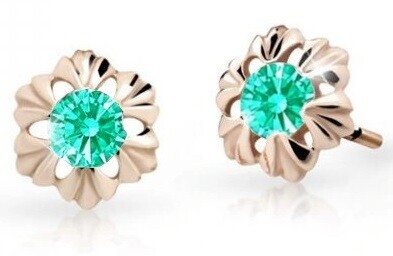 Cutie Jewellery Dětské náušnice z růžového zlata C2213-30-X-4 světle zelená