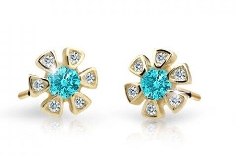 Cutie Jewellery Zlaté dětské náušnice C2156-30-X-1 světle zelená