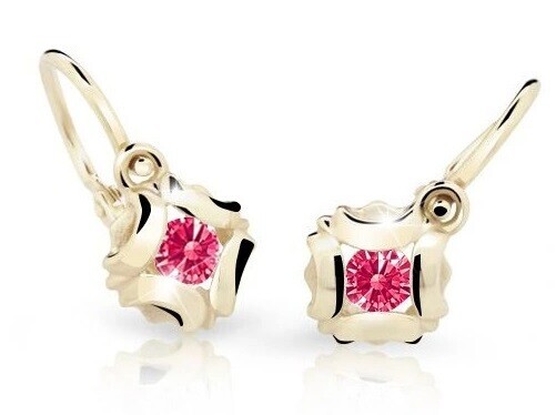 Cutie Jewellery Slušivé dětské náušnice ze žlutého zlata C2216-10-X-1 fuchsiová