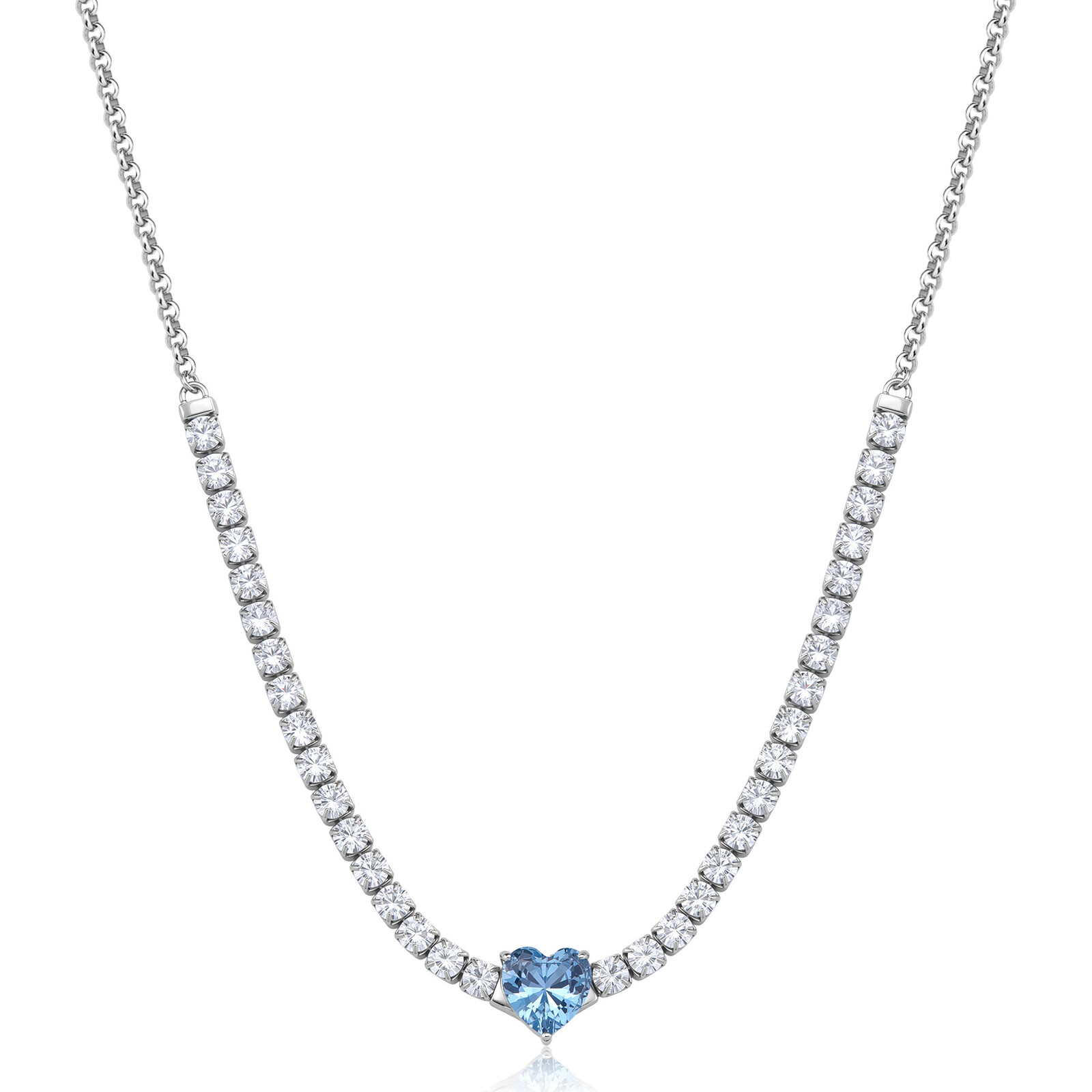 S'Agapõ Náhrdelník s modrým kubickým zirkonem Dazzly SDZ148