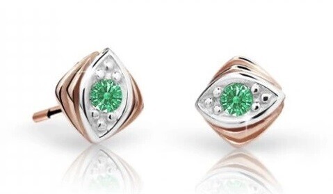 Cutie Jewellery Dětské náušnice z růžového zlata C1897-30-X-4 zelená