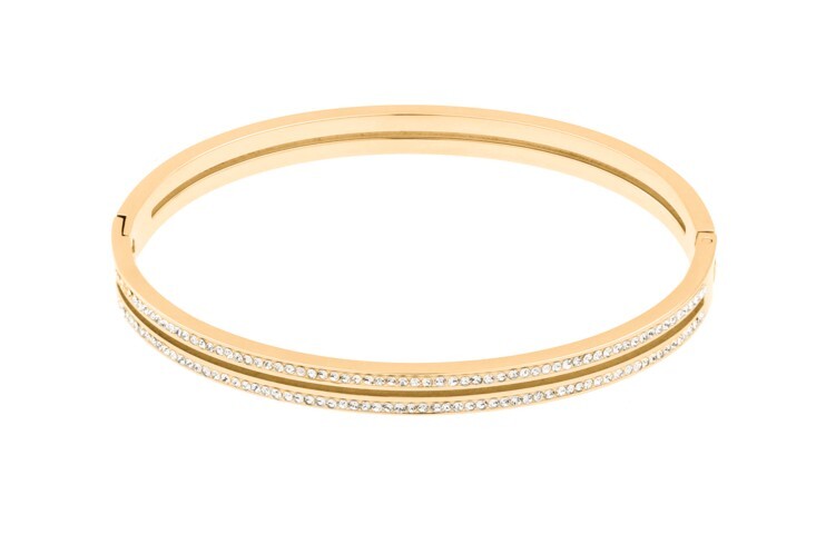 JVD Blyštivý pevný náramek z pozlacené oceli SSSB0058XI8GO 5,8 cm