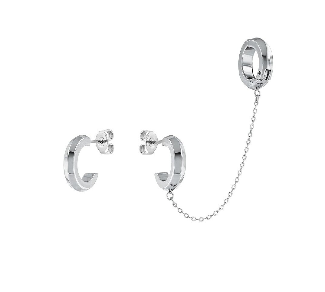 Calvin Klein Stylové ocelové náušnice Faceted 35000044