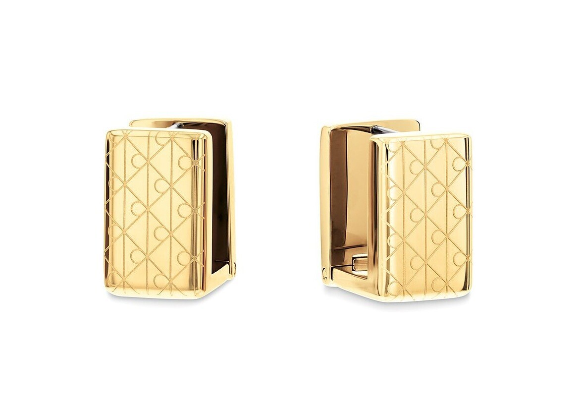 Calvin Klein Pozlacené obdélníkové náušnice Iconic 35000890