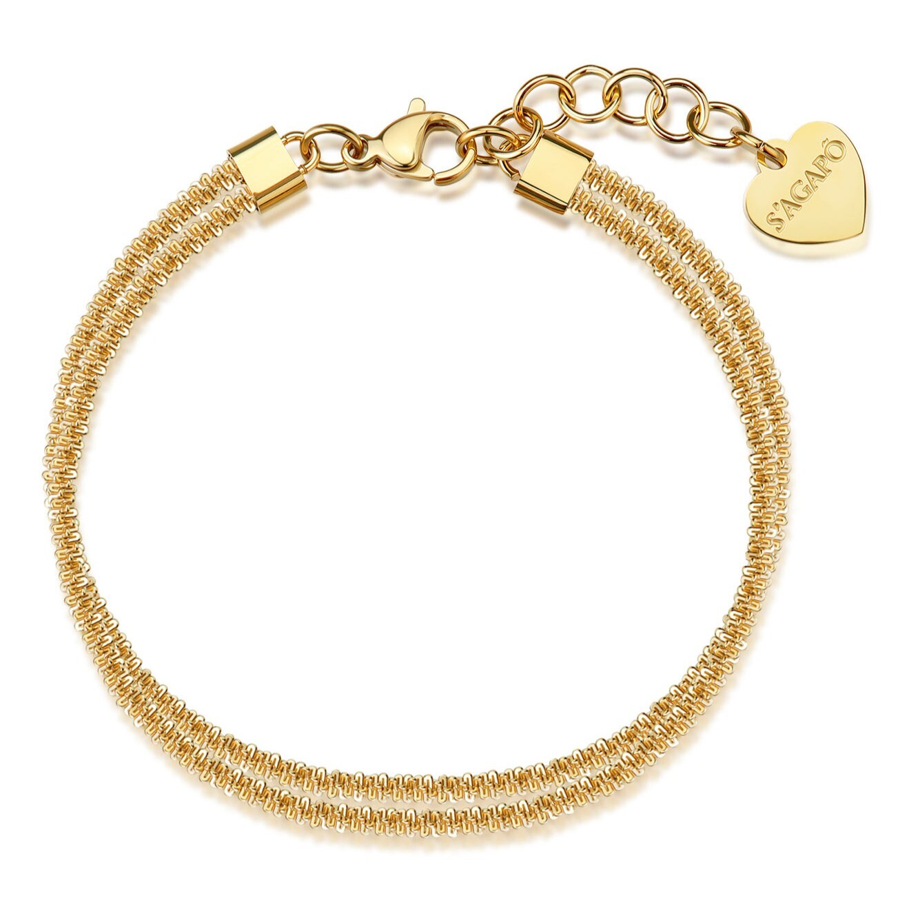 S'Agapõ Slušivý dvojitý náramek z pozlacené oceli Chunky SHK113