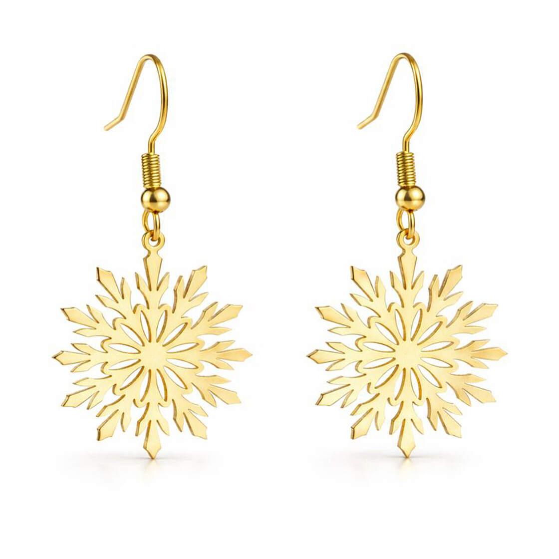 Troli Okouzlující pozlacené náušnice z oceli Sněhové vločky