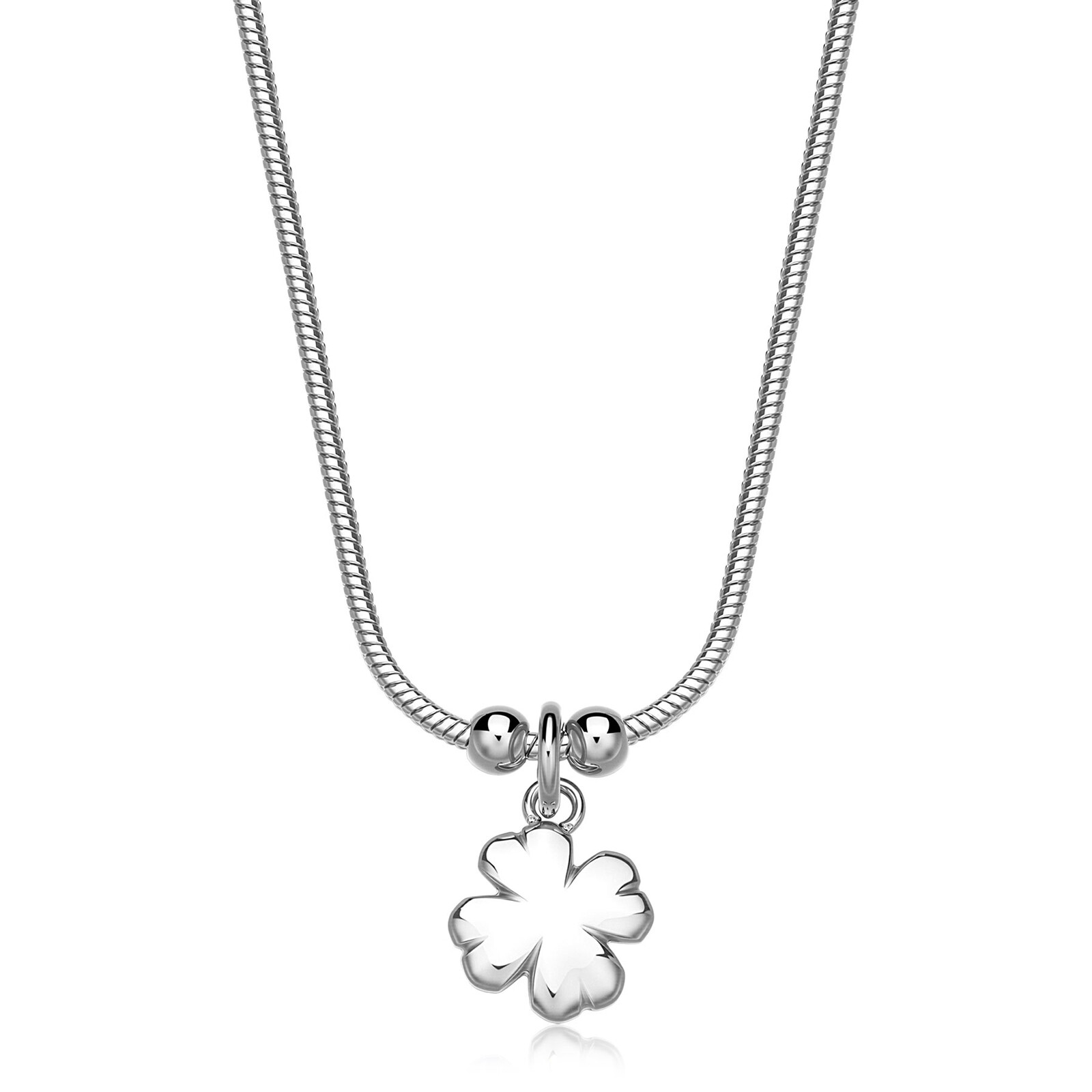 S'Agapõ Ocelový náhrdelník pro štěstí Čtyčlístek Click SCK282