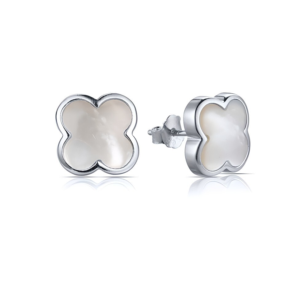MOISS Stříbrné náušnice s perletí Čtyřlístek E0002803