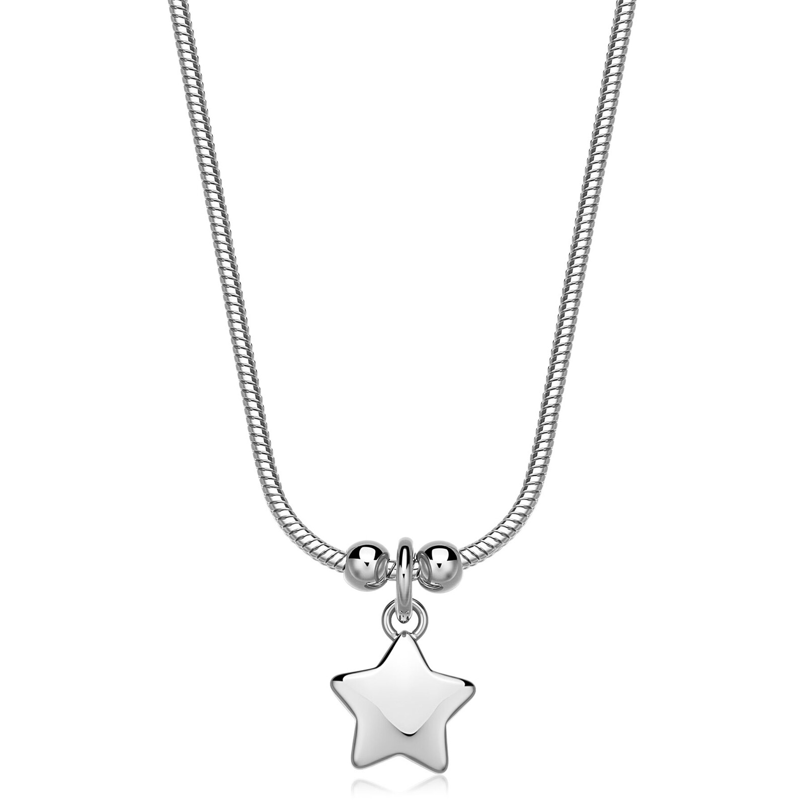 S'Agapõ Slušivý ocelový náhrdelník Hvězda Click SCK280