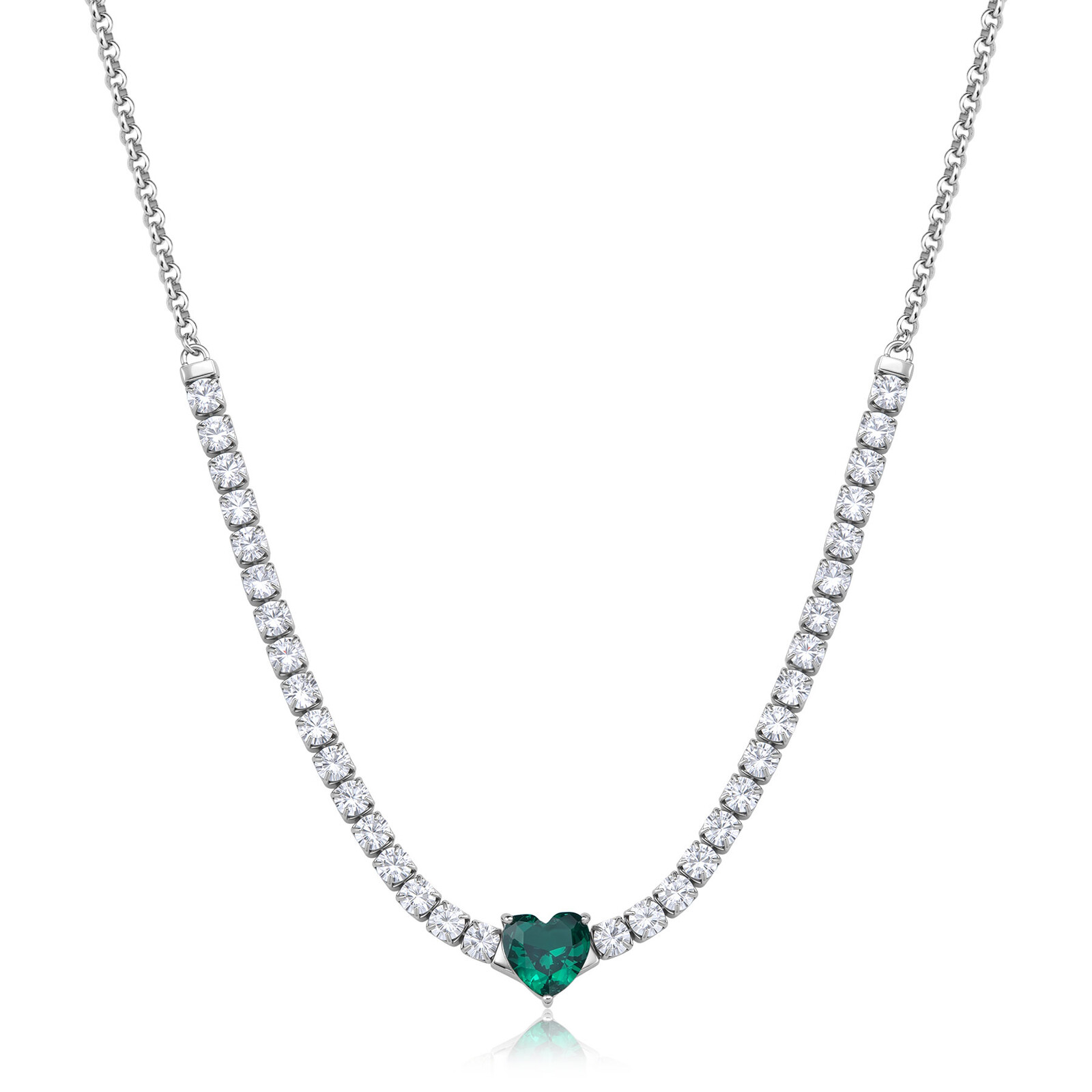 S'Agapõ Náhrdelník s zeleným kubickým zirkonem Dazzly SDZ150