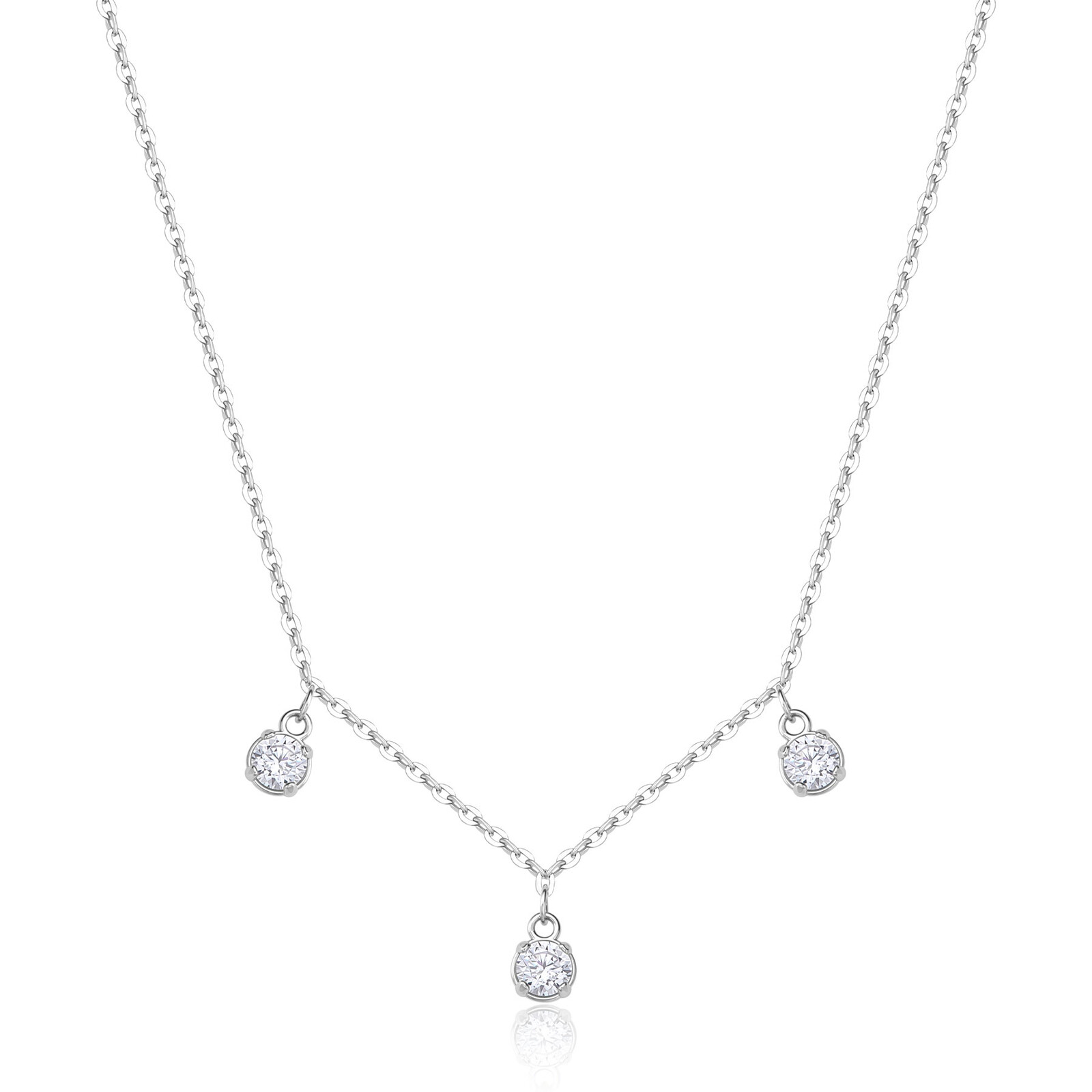 S'Agapõ Ocelový náhrdelník s kubickými zirkony Dazzly SDZ141