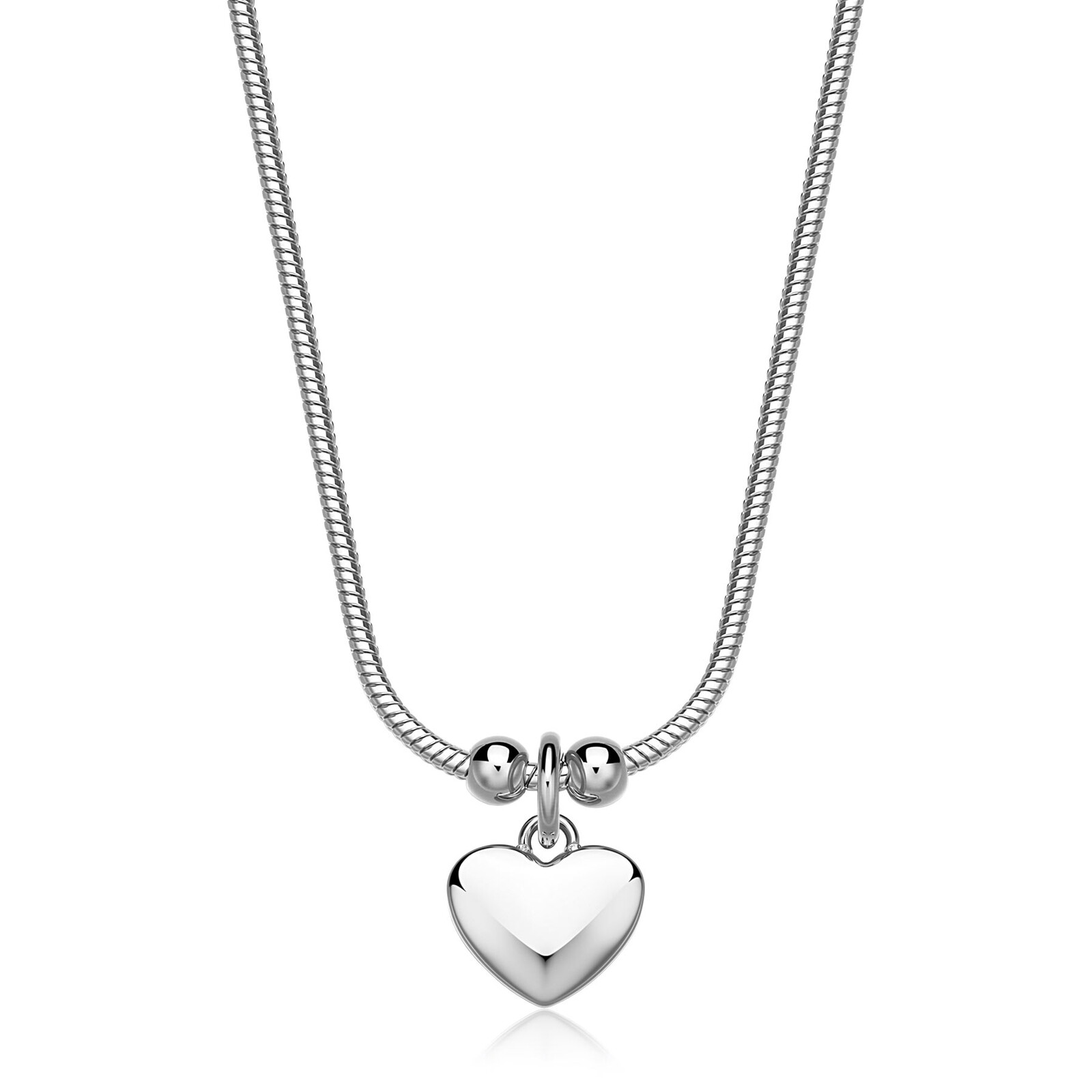 S'Agapõ Ocelový náhrdelník s přívěskem srdce Click SCK285