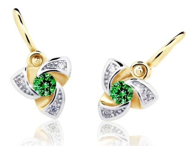 Cutie Jewellery Zlaté dětské náušnice C2203-10-X-1 zelená