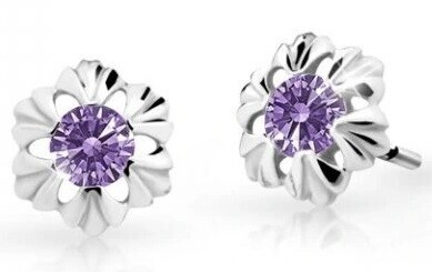 Cutie Jewellery Dětské náušnice z bílého zlata C2213-30-X-2 fialová