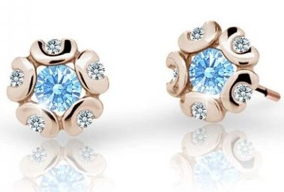 Cutie Jewellery Dětské náušnice z růžového zlata C2178-30-X-4 světle modrá