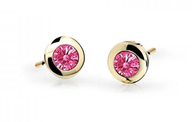 Cutie Jewellery Zlaté dětské náušnice C1537-30-X-1 fuchsiová