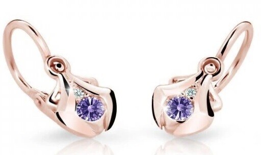 Cutie Jewellery Dětské náušnice z růžového zlata C2224-10-X-4 fialová