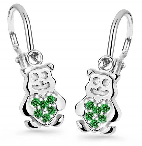 Cutie Jewellery Dětské náušnice z bílého zlata Medvídci C2751-10-X-2 zelená