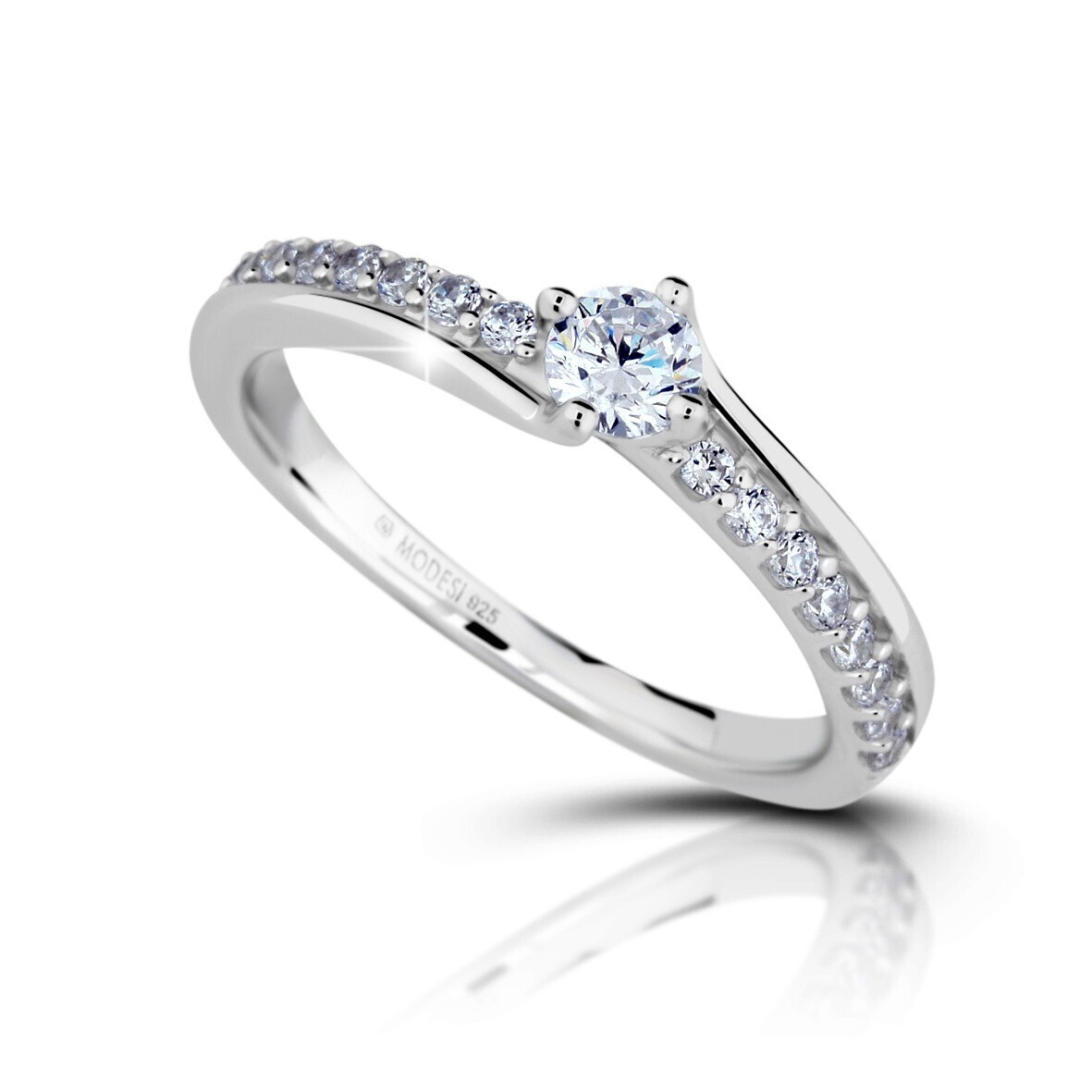 Modesi Zásnubní stříbrný prsten s kubickými zirkony M01115 56 mm
