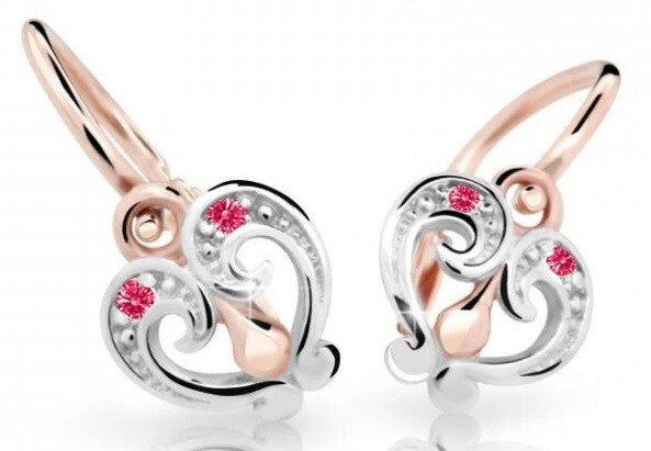 Cutie Jewellery Slušivé dětské náušnice z růžového zlata C2211-10-X-4 fuchsiová