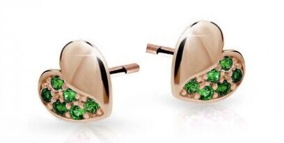 Cutie Jewellery Dětské náušnice z růžového zlata C2160-30-X-4 zelená